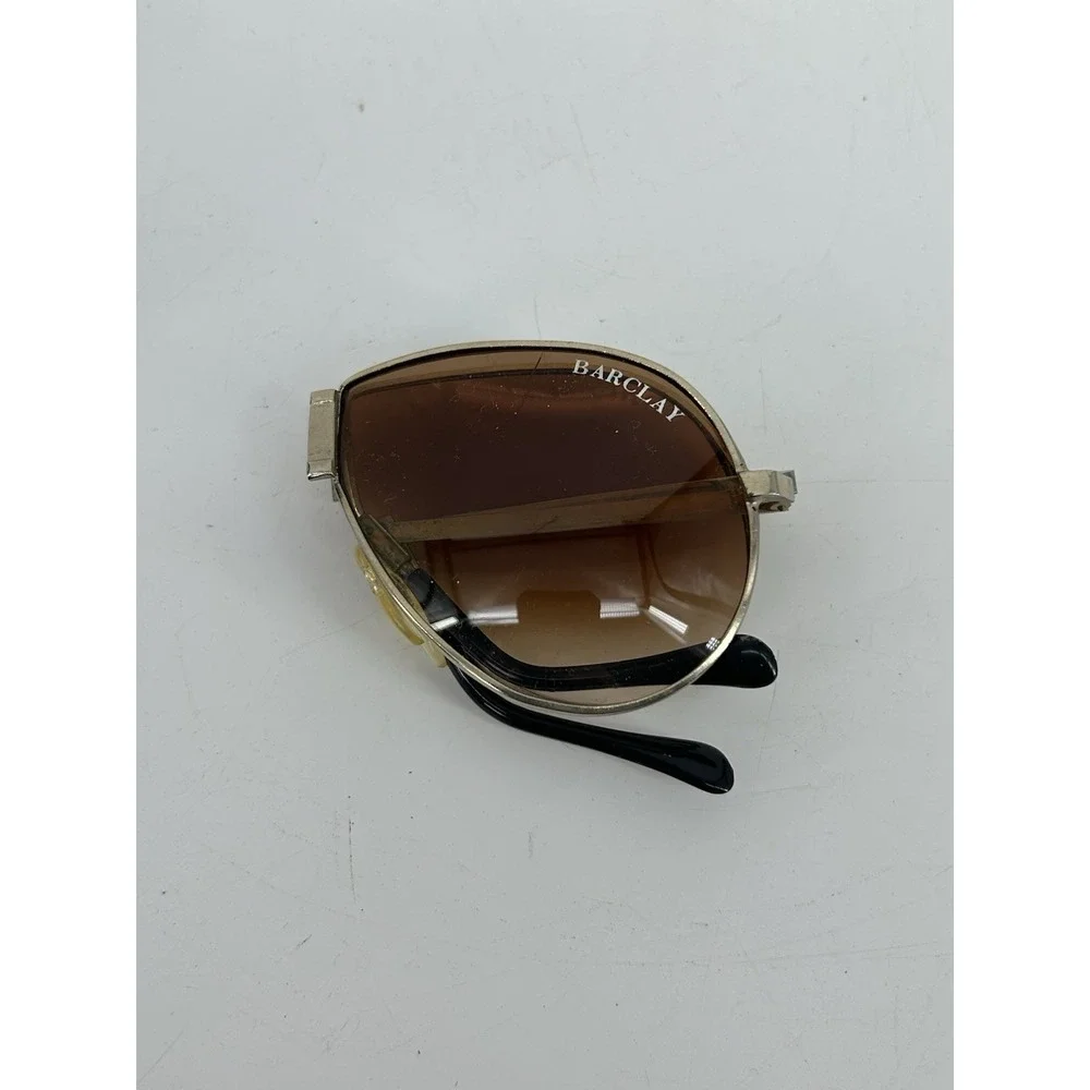 Vintage Folding Aviator Sunglasses W/ Brown Gradient & Case Barclay READ